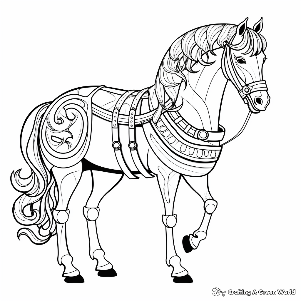 Elegant Dressage Horse Mandala Coloring Pages 3