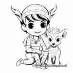 Elf and Reindeer Friendship Coloring Pages 3