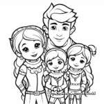 Elf Family Coloring Page: Father, Mother, and Elf Children 2