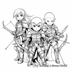 Elf Warriors Coloring Pages: Archers and Swordsman 1