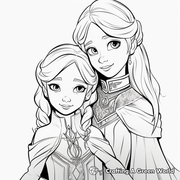 Elsa And Anna Coloring Pages - Free &amp; Printable!