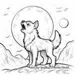 Enchanted Wolf Howling at the Full Moon Coloring Pages 1