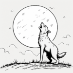 Enchanted Wolf Howling at the Full Moon Coloring Pages 3