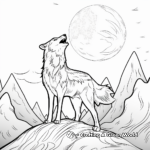 Enchanted Wolf Howling at the Full Moon Coloring Pages 4