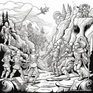 Epic Mythical Battle Scenes Coloring Pages 2