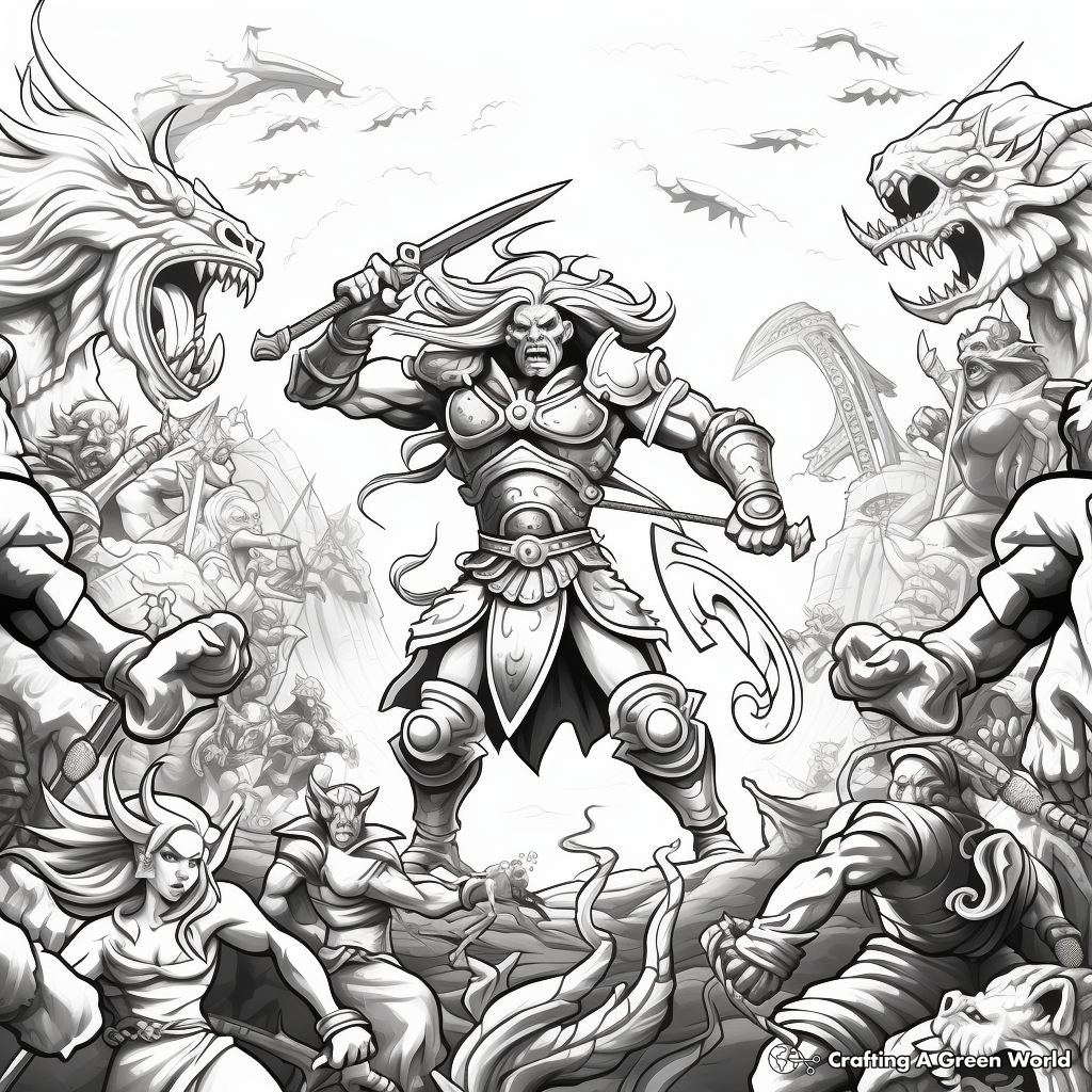Epic Mythical Battle Scenes Coloring Pages 3