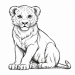 Exotic Lion Cub in the Wild Coloring Pages 3