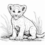 Exotic Lion Cub in the Wild Coloring Pages 4