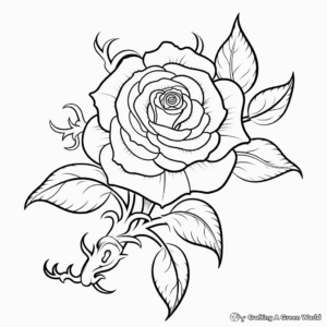 Exotic Yellow Rose Coloring Pages 1