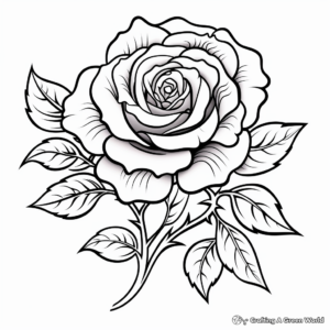 Exotic Yellow Rose Coloring Pages 4