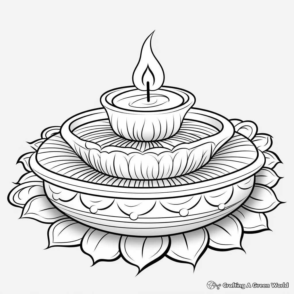 Exquisite Diya Lamp Coloring Pages 1