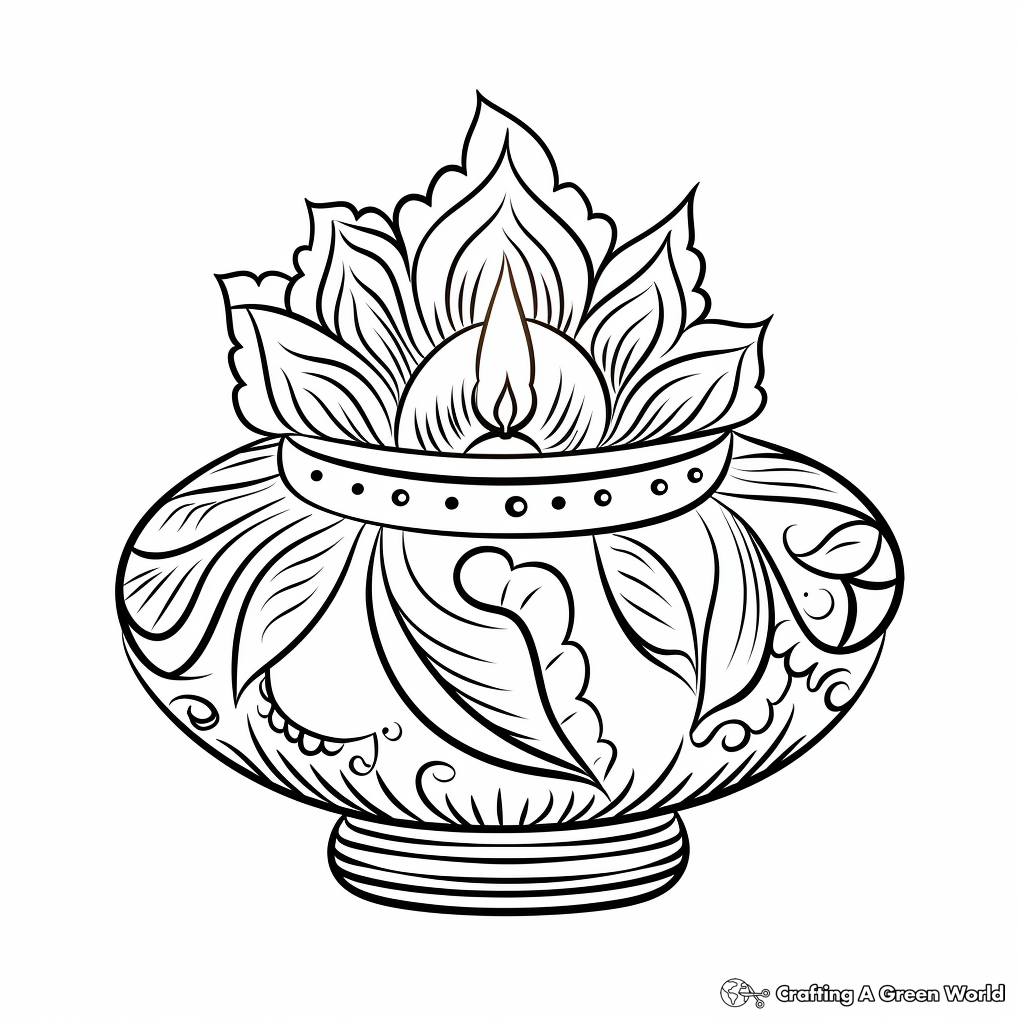 Exquisite Diya Lamp Coloring Pages 2