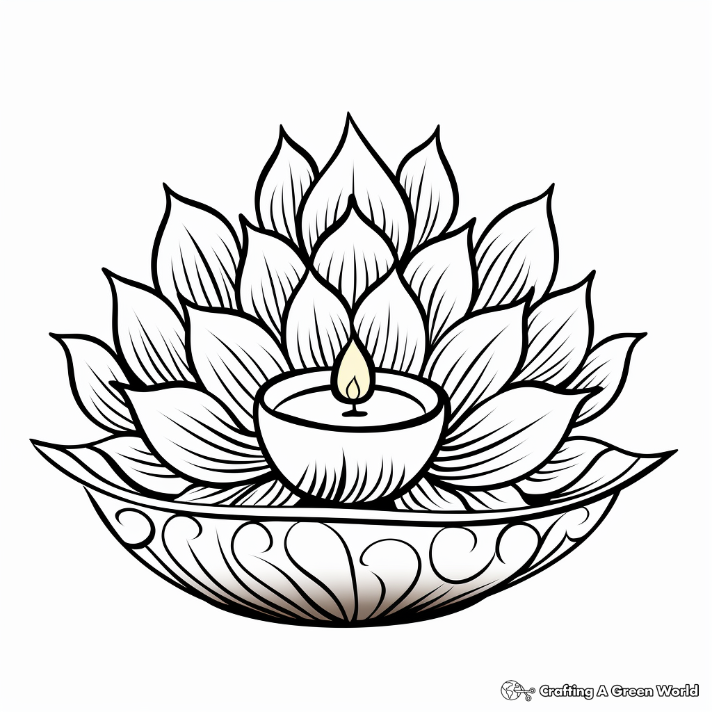 Exquisite Diya Lamp Coloring Pages 4