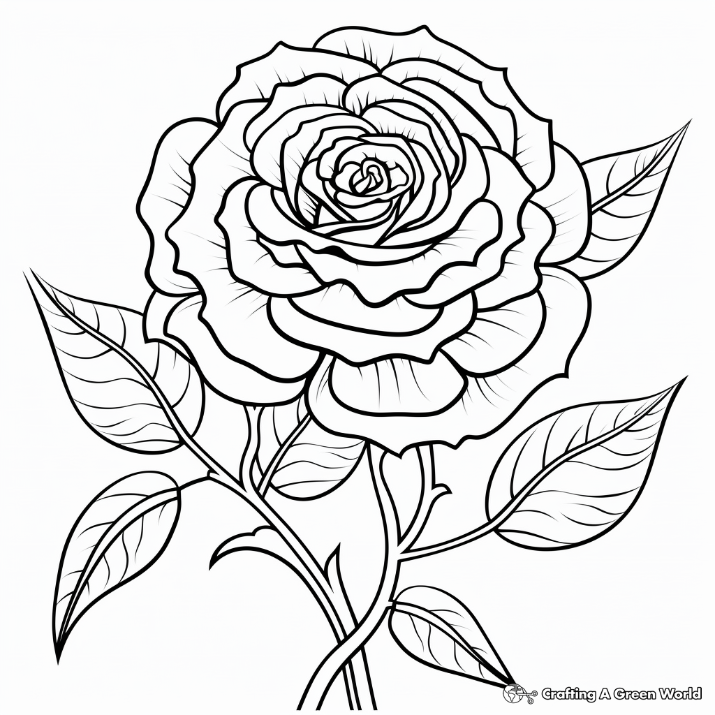 Extravagant Blue Rose Coloring Pages 2