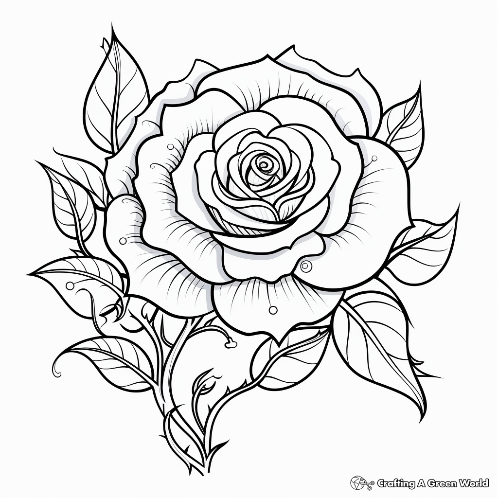 Extravagant Blue Rose Coloring Pages 4