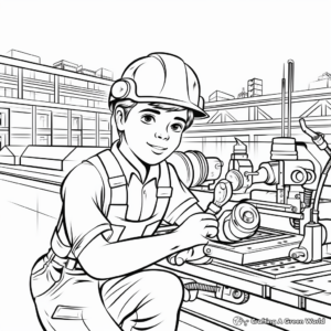 Factory Worker Industrial Labor Day Coloring Pages 1