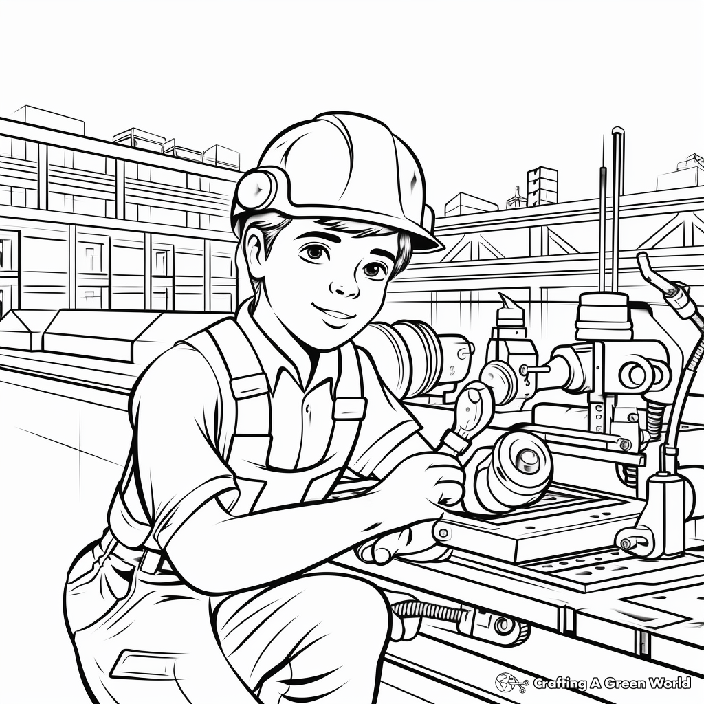 Factory Worker Industrial Labor Day Coloring Pages 1