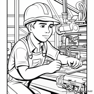 Factory Worker Industrial Labor Day Coloring Pages 2
