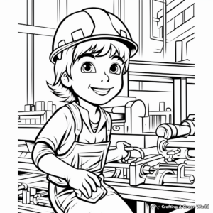 Factory Worker Industrial Labor Day Coloring Pages 3
