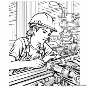 Factory Worker Industrial Labor Day Coloring Pages 4