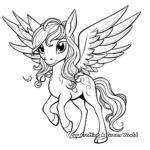 Fairytale Unicorn with Wings Printable Coloring Sheets 3