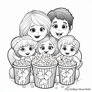 Family Movie Night Popcorn Coloring Pages 2