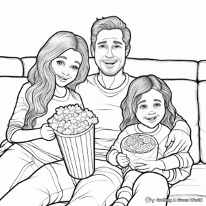 Family Movie Night Popcorn Coloring Pages 3