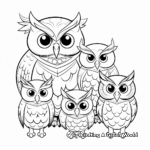 Family of Owls Coloring Pages: Parents and Chicks 1