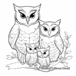 Family of Owls Coloring Pages: Parents and Chicks 3