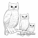 Family of Owls Coloring Pages: Parents and Chicks 4