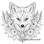 Fancy Fox with Floral Patterns Coloring Pages 3