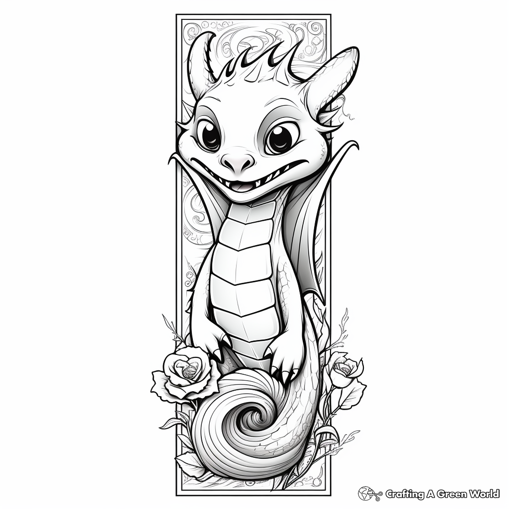 Fantasy dragon Bookmark Coloring Pages 1