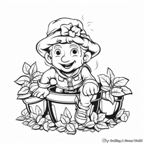 Fantasy Leprechaun's Pot of Gold Coloring Pages 1