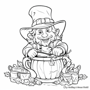 Fantasy Leprechaun's Pot of Gold Coloring Pages 2