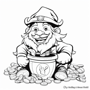 Fantasy Leprechaun's Pot of Gold Coloring Pages 3