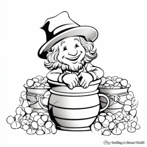Fantasy Leprechaun's Pot of Gold Coloring Pages 4