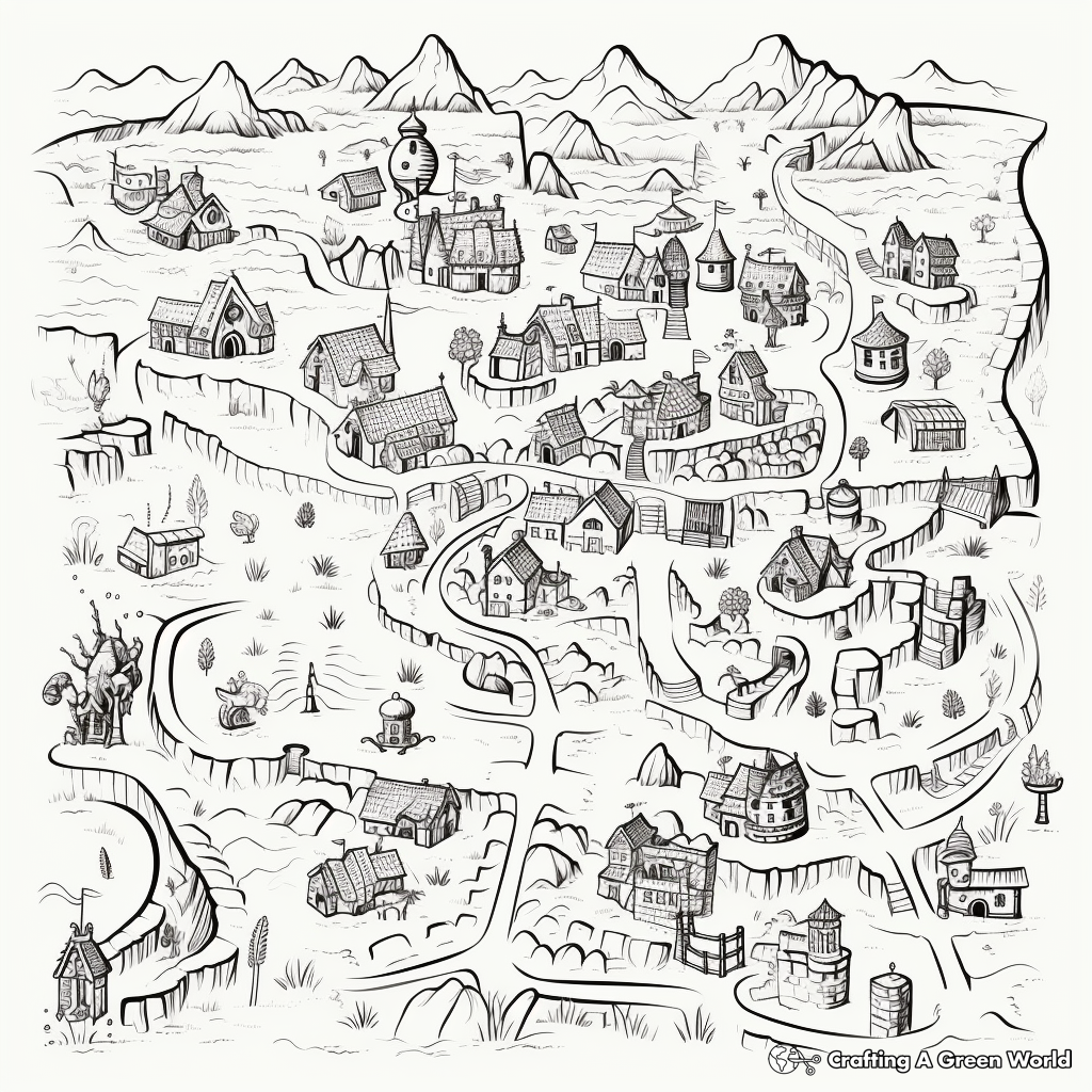 Fantasy Map Coloring Pages 1