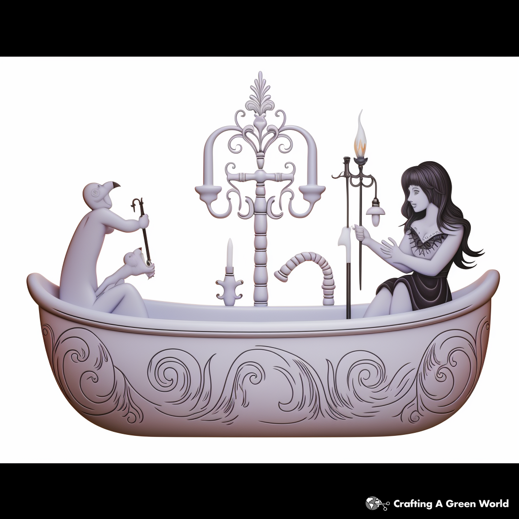 Fantasy Mermaid in a Bathtub Coloring Pages 1