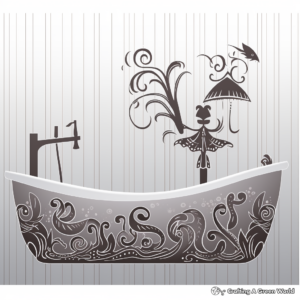Fantasy Mermaid in a Bathtub Coloring Pages 4