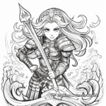 Fantasy Mermaid Warrior Coloring Pages 2