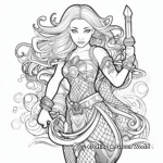Fantasy Mermaid Warrior Coloring Pages 4