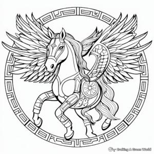Fantasy Pegasus Horse Mandala Coloring Pages 2