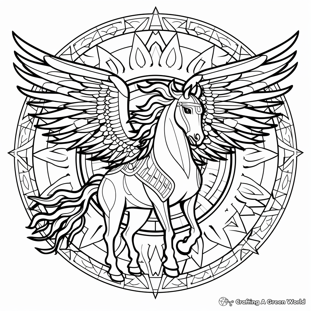 Fantasy Pegasus Horse Mandala Coloring Pages 3