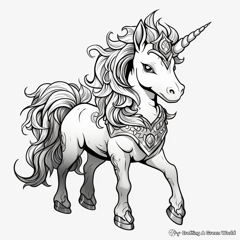 Fantasy Unicorn Clip Art Coloring Pages 1