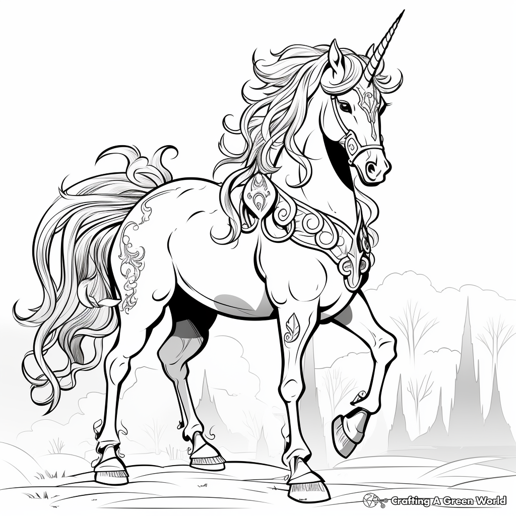 Fantasy Unicorn Clip Art Coloring Pages 3