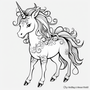 Fantasy Unicorn Clip Art Coloring Pages 4