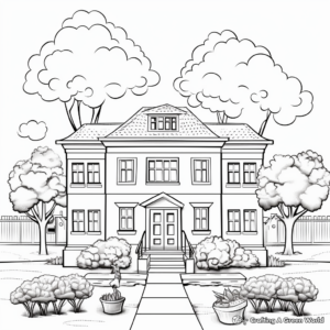 Farewell School Building Coloring Pages 1