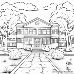 Farewell School Building Coloring Pages 4