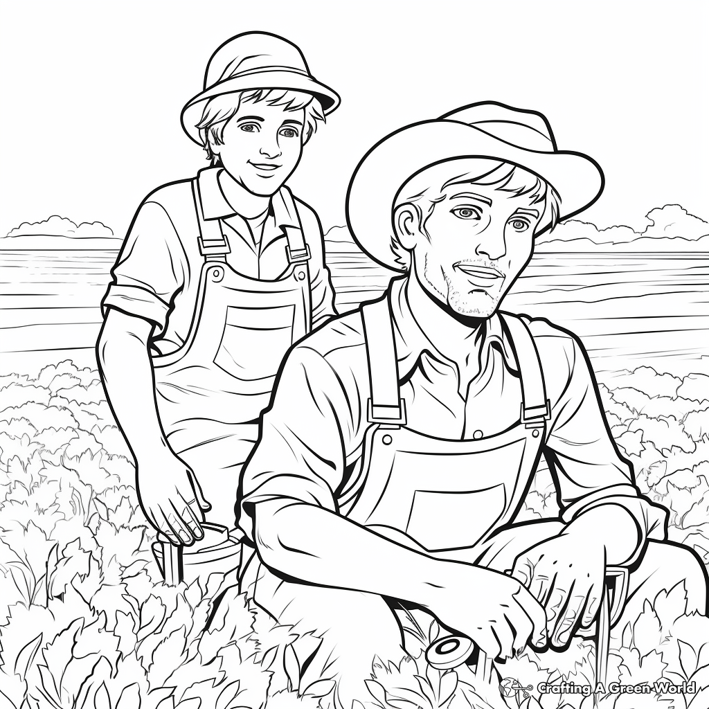 Farmers at Work Labor Day Coloring Pages 1