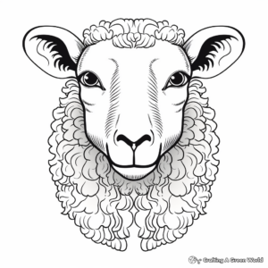 Farmhouse Sheep Head Coloring Pages 1